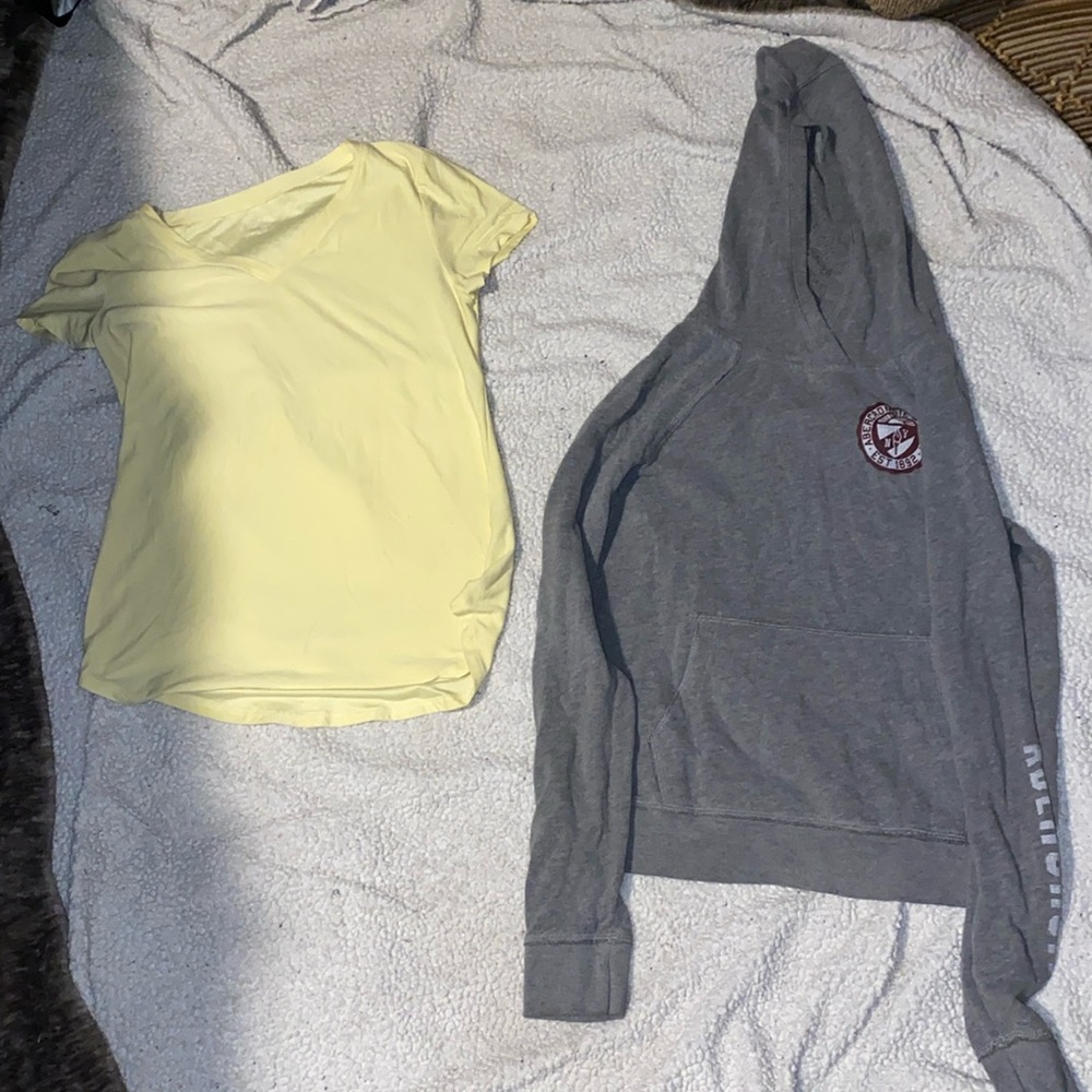 XS kids sweater and small women’s shirt